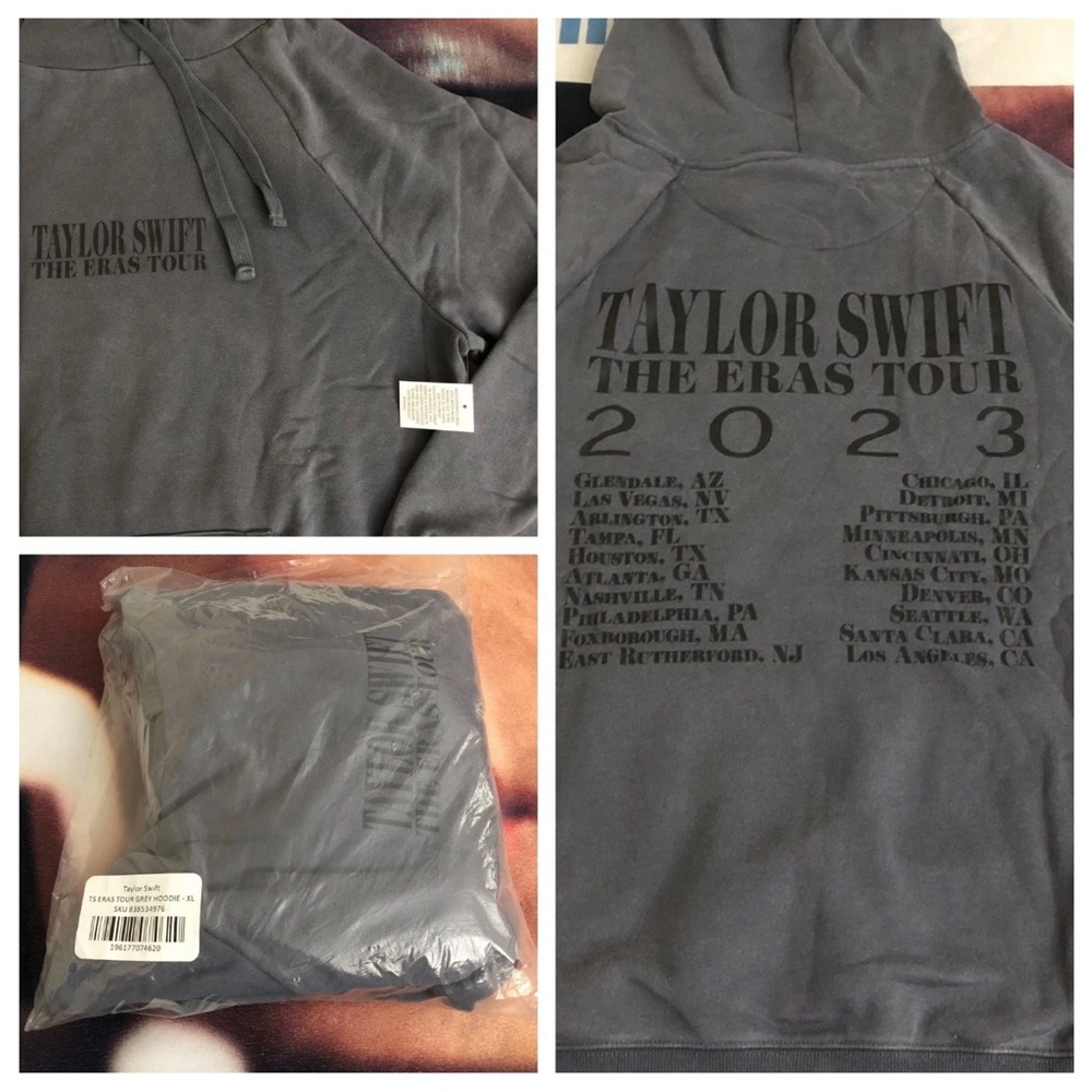 NWT Taylor Swift Eras Tour 2023 Hoodie Sweatshirt Blue/Gray Size XL